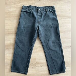 DICKIES VINTAGE FADED BLACK CARPENTER CANVAS CARGO PANTS DISTRESSED JEAN 40 x 30